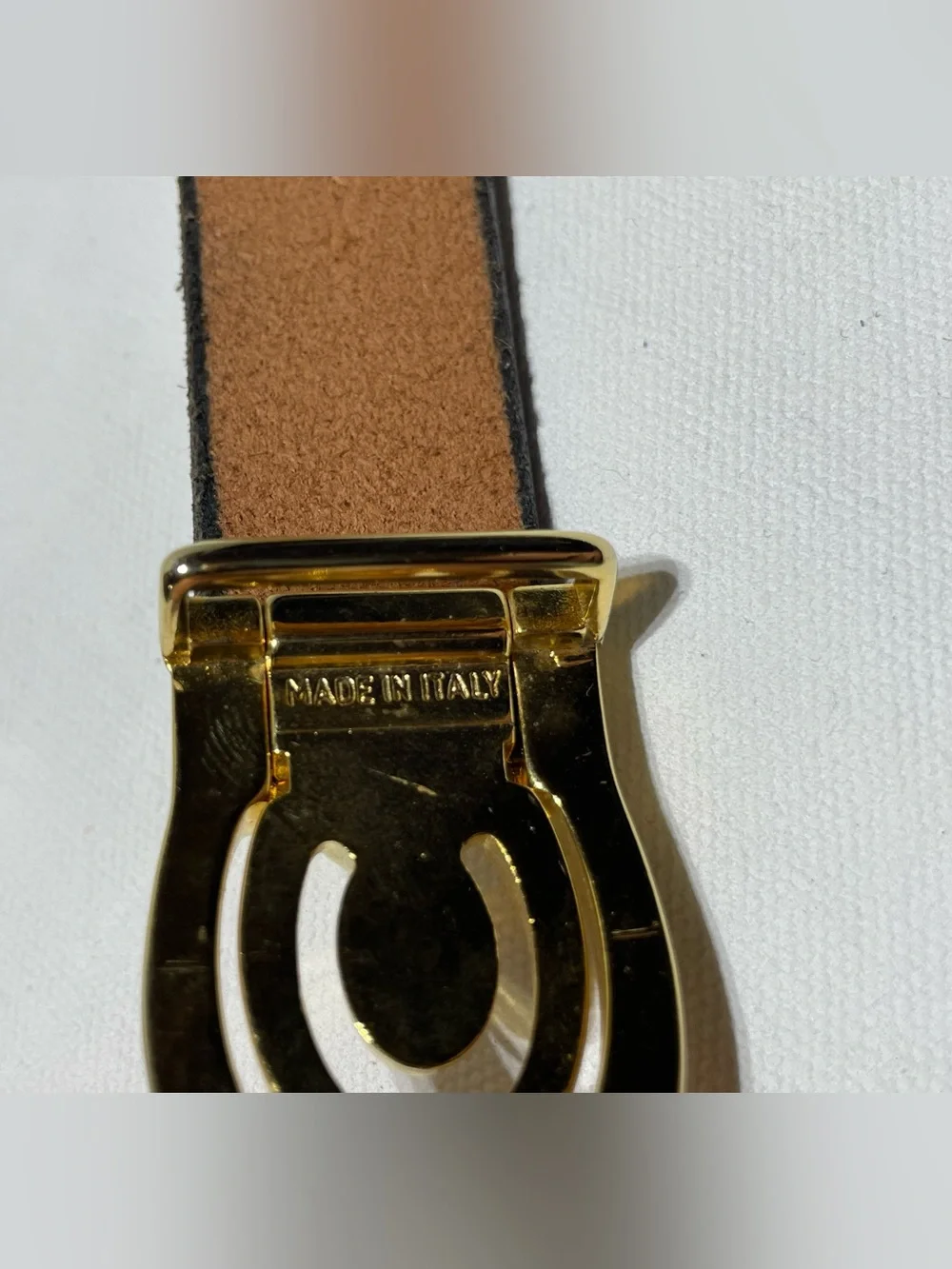 Tooled Leather Belt 42 Brown Pink Floral Horseshoe Buckle Western Boho Italy